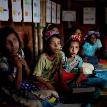 Rohingya refugee children attend a UNICEF run school in Balukhali refugee camp, Bangladesh, August 27, 2018. 
