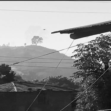 Footage obtained by Human Rights Watch of the gunfire exchange between Tigrayan militia and town residents against Eritrean forces who were stationed on May Quho hill, Axum, Tigray region on November 28, 2020. These clips have been edited to protect the identity of the person recording. 