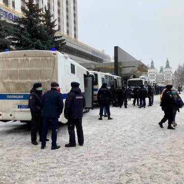 Police raid and make arrests at an opposition forum in Moscow, Russia, March 13, 2021.