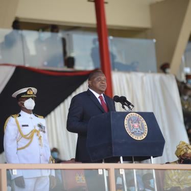 Kenya's president Uhuru Muigai Kenyatta, delivers his keynote speeches at Nyayo Stadium in Nairobi during the 57th Jamhuri Day (in swahili Republic Day) celebration on December 12, 2020. 