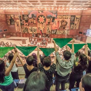 Feminist activists and pro-choice groups witness a debate at Ecuador’s National Assembly on Criminal Code reform, in which there was a possibility that legislators would approve the decriminalization of abortion in cases involving rape, in Quito, Ecuador, on January 3, 2019.