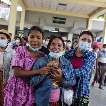 Women cry after seeing the body of their relative killed on March 14th by security forces during a peaceful protest in Yangon, Myanmar.