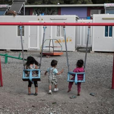 Children play in a playground in the Ritsona refugee camp, north of Athens, Greece on October 22, 2019.