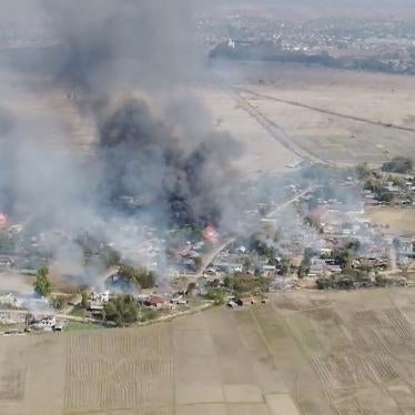 Smoke rises from burning buildings in Karenni (Kayah) State, Myanmar, February 18, 2022.