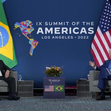 US President Joe Biden, right, meets with Brazilian President Jair Bolsonaro