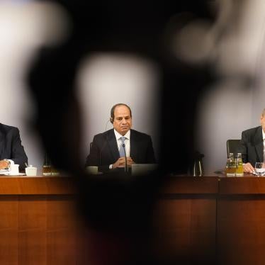 Egypt's President Abdel Fattah El-Sisi sits at the Petersberg Climate Dialogue conference. 