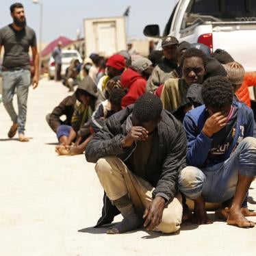 Men detained in Gasr Garabulli, northwestern Libya.