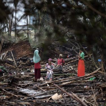 Rohingya women at their shelter destroyed by Cyclone Mocha in Basara camp in Sittwe, Myanmar.