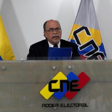 Pedro Enrique Calzadilla, president of the National Electoral Council (CNE), center, announces the resignation of the council's five board members at the CNE in Caracas, Venezuela, Thursday, June 15, 2023.
