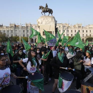 Feminist groups march on International Abortion Day to demand a legal, free and safe abortions in Lima, Peru, September 28, 2022. 