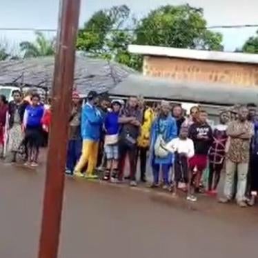 Screenshot of the video showing armed separatists executing two men in Guzang, North-west region, Cameroon, on October 4, 2023.