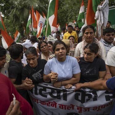 India's top female wrestlers and their supporters protest against Wrestling Federation of India President Brijbhushan Sharan Singh for alleged sexual abuse, New Delhi, May 23, 2023.