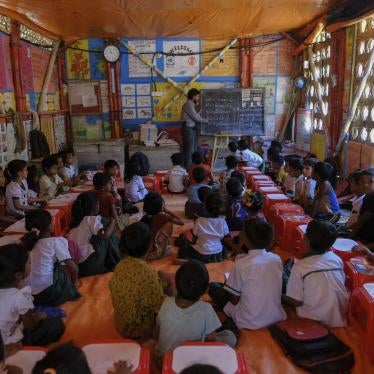 Rohingya refugee children in a school classroom at a refugee camp in the Cox's Bazar district of Bangladesh, March 9, 2023. 