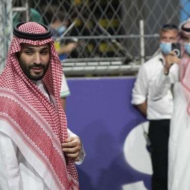 Prince Mohammed bin Salman Al Saud, Crown Prince of the Kingdom of Saudi Arabia, attends the Formula 1 Grand Prix of Saudi Arabia, in Jeddah, May 12, 2021. 