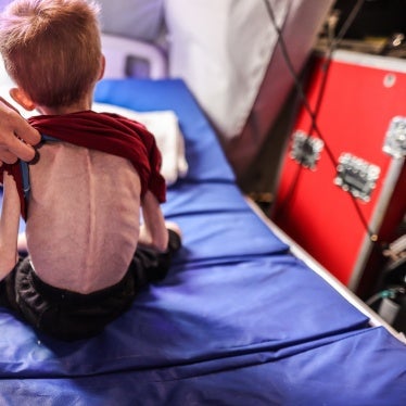 F., age 6, experiencing malnutrition, receives treatment after being evacuated from the northern Gaza Strip to the IMC field hospital in Rafah, Gaza, March 24, 2024.