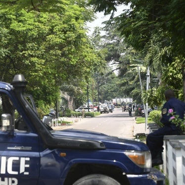 A police vehicle blocking a street