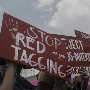 Protesters against “red tagging” gather in Quezon City, Philippines, on July 25, 2022. 