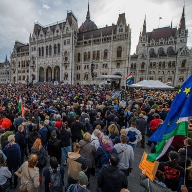 protest outside Budapest parliament