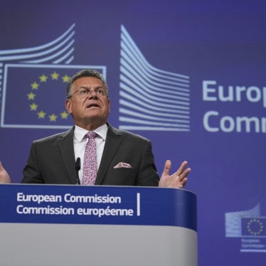 European Commissioner for Trade and Economic Security Maroš Šefčovič speaks during a media conference at EU headquarters in Brussels, September 3, 2025.