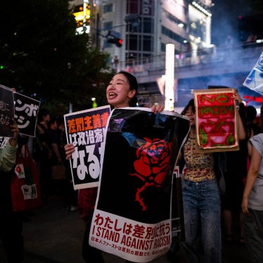 Demonstrators take part in a “protest rave” against racism ahead of the upper house election, in Tokyo, Japan, on July 13, 2025. 