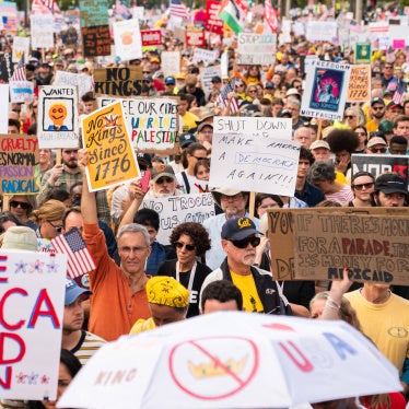 Crowds gather during a No Kings protest