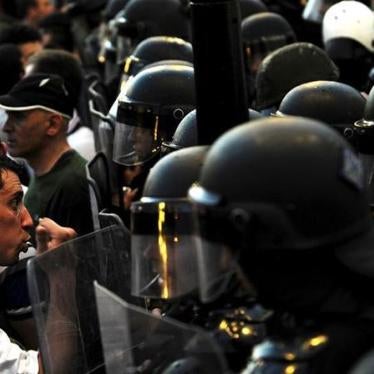Protesters clash with police in front of the Macedonian government building in Skopje, Macedonia on May 5, 2015.