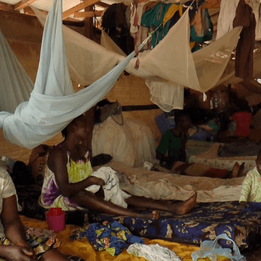 Internally displaced people at Centre Jean XXIII in Bangui, most of whom fled violence in Sara quarter on September 26, 2015. 