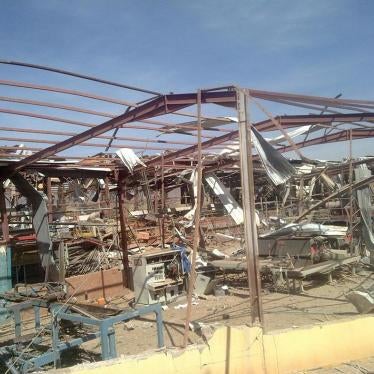 Destruction at the location of an air strike at Radfan Ceramics Factory, west of Sanaa, Yemen, on September 23, 2015.