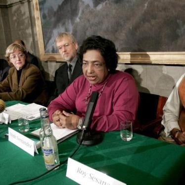 Irene Fernandez speaks at the presentation of the winners of the Right Livelihood Awards in Stockholm, Sweden on December 7, 2005.
