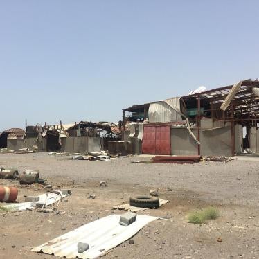 A UK-manufactured bomb struck storage hangars in Hodaida on January 6, 2016. The hangars stored school furniture, car parts, dry and canned food. Two of them contained production workshops for zinc sheeting and metal fencing grates.