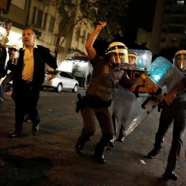 Riot police clash with demonstrators during a protest on August 30, 2016 against the impeachment of Brazil’s then president Dilma Rousseff in Sao Paulo, Brazil. 