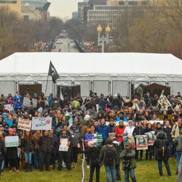 Protesters at an entry point before the inauguration of U.S. President-elect Donald Trump in Washington, DC, U.S., January 20, 2017. 