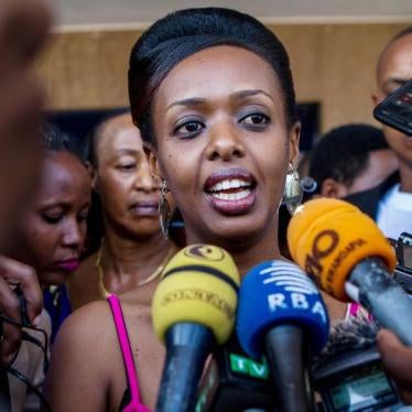 Would-be independent presidential candidate Diane Rwigara speaks to the media in Kigali, Rwanda, June 20, 2017.