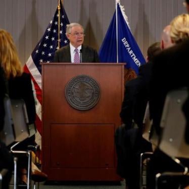 U.S. Attorney General Jeff Sessions delivers remarks on the U.S. system for asylum-seekers at the Executive Office for Immigration Review in Falls Church, Virginia, U.S. October 12, 2017. 