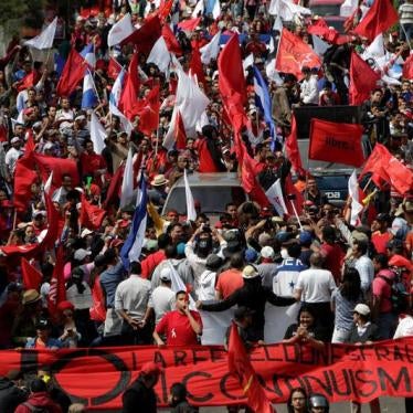 Supporters of Salvador Nasralla, presidential candidate for the Opposition Alliance Against the Dictatorship, take part during a march over a contested presidential election in Tegucigalpa, Honduras, December 10, 2017