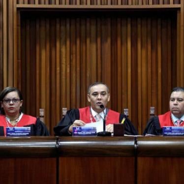Venezuela's Supreme Court President Maikel Moreno talks to the media during a news conference in Caracas on March 27, 2017.