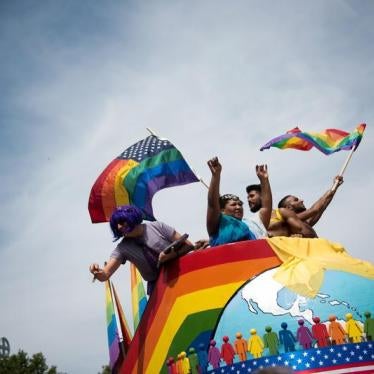 People dance as they participate in the annual Gay Pride parade in Berlin, Germany on July 23, 2016. In Germany, same-sex couples can become registered partners, but cannot get married.