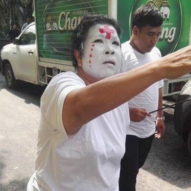 Payao Akhad performs at a Walk for Justice at Wat Pathum Wanaram, Bangkok, on May 19, 2017. 
