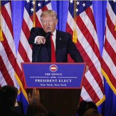 U.S. President-elect Donald Trump argues with CNN's Jim Acosta during a news conference in the lobby of Trump Tower in Manhattan, New York City, U.S., January 11, 2017. 