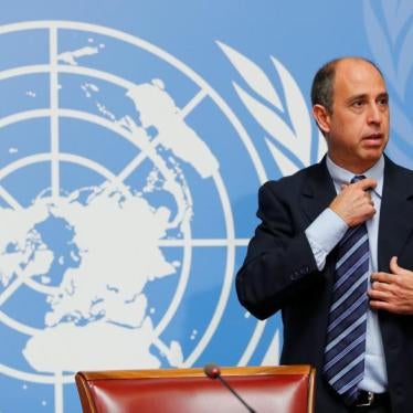 Tomas Ojea Quintana, special rapporteur on the situation of human rights in North Korea, attends a news conference after his report to the United Nations Human Rights Council in Geneva, March 12, 2018.