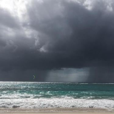 A storm comes ashore in the Eastern Caribbean