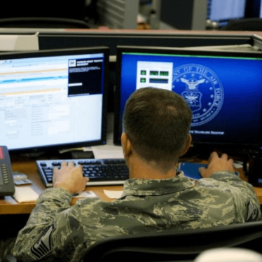 A U.S. Air Force airman at Petersen Air Force Base in Colorado Springs. 