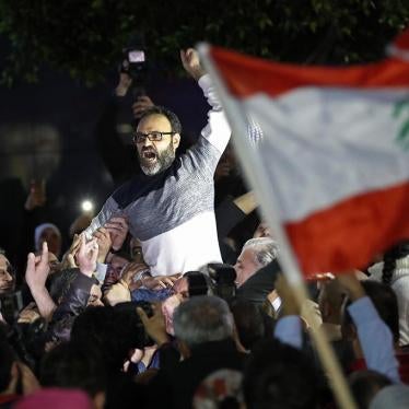 Ziad Itani, a Lebanese actor, who was exonerated of spying for Israel, is carried after he was released by Lebanese authorities. Itani has accused security officials of torturing him and has called on authorities to investigate.